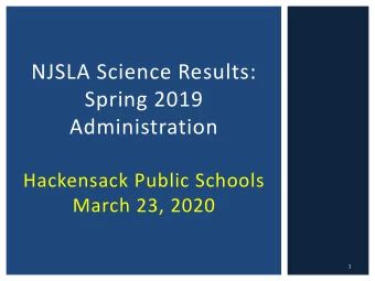 Spring 2019  Administration  Hackensack Public Schools  March 23, 2020  1 New Jersey Student