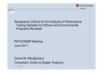 Acceptance Criteria for the Analysis of Performance  Testing Samples for Effluent and Environmental
