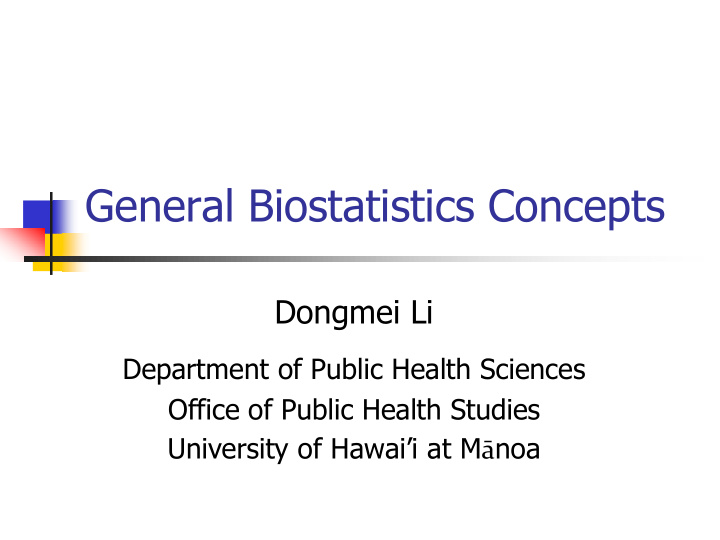 general biostatistics concepts