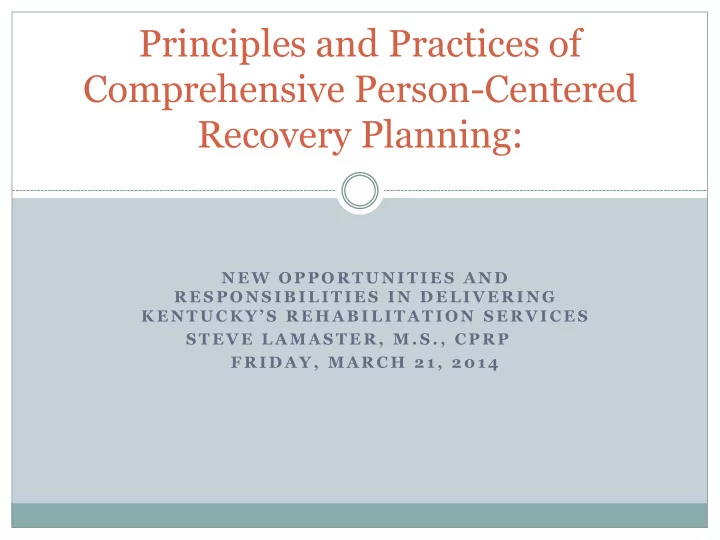 recovery planning