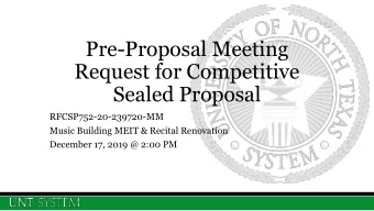 Pre-Proposal Meeting  Request for Competitive  Sealed Proposal  RFCSP752-20-239720-MM  Music