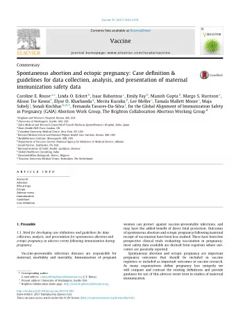 Vaccine  journal homepage: www.elsevier.com/locate/vaccine  Commentary  Spontaneous abortion and