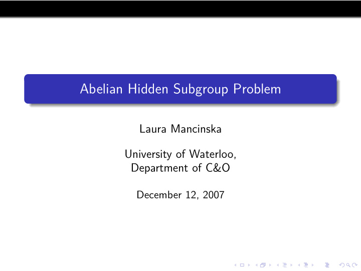 abelian hidden subgroup problem