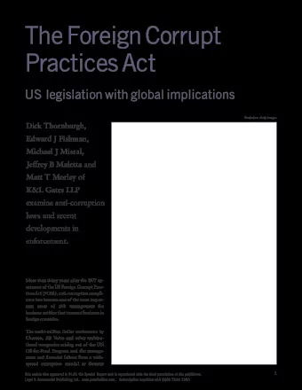 The  Foreign  Corrupt  Practices  Act  US legislation with global implications  Illustration: