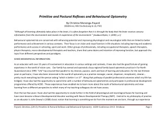 Primitive and Postural Reflexes and Behavioural Optometry  By Christine Mensinga-Payard
