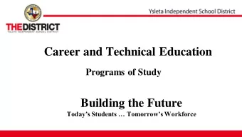 Career and Technical Education  Programs of Study  Building the Future  Todays Students