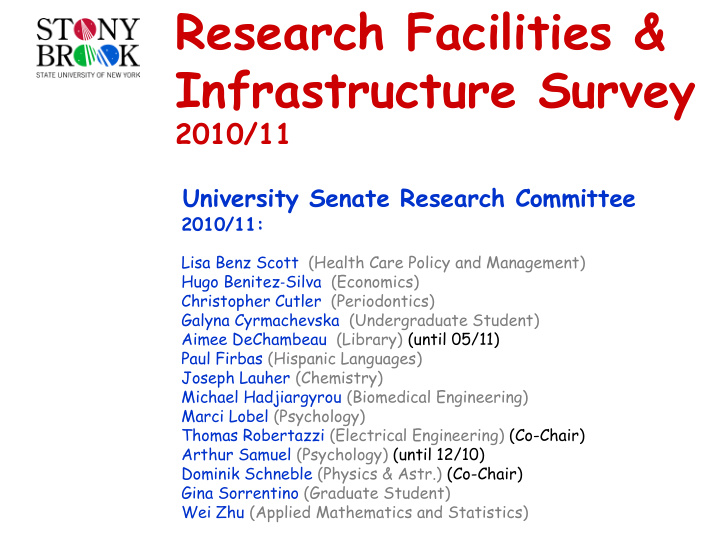 research facilities amp infrastructure survey