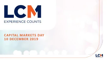 10 DECEMBER 2019  Important notices and disclaimer  Disclaimer The information in this presentation