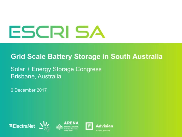 grid scale battery storage in south australia