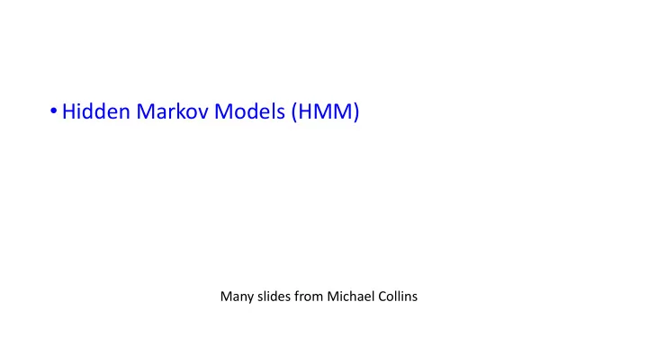 hidden markov models hmm