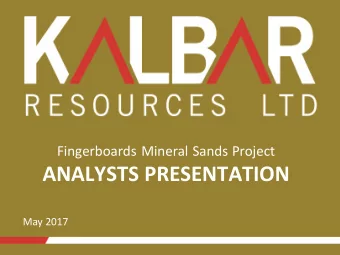 ANALYSTS PRESENTATION  May 2017  Click to edit Master title style  Disclaimer  The document does