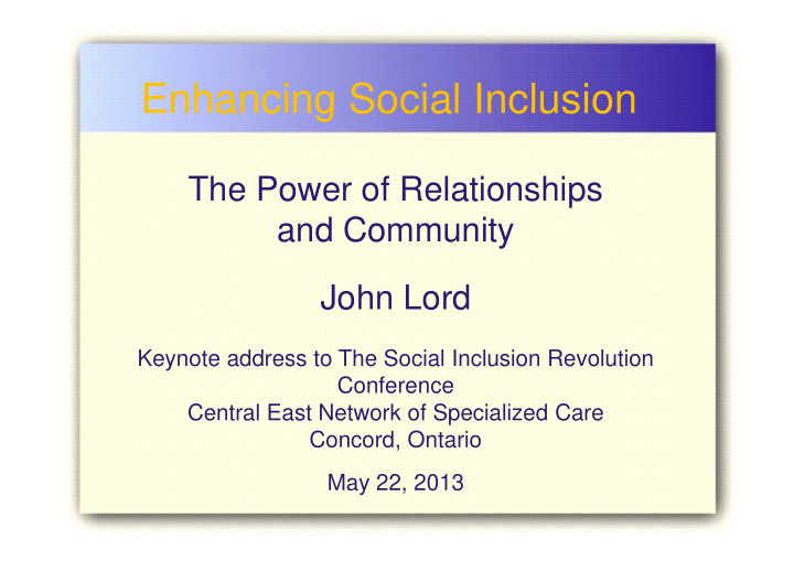 enhancing social inclusion