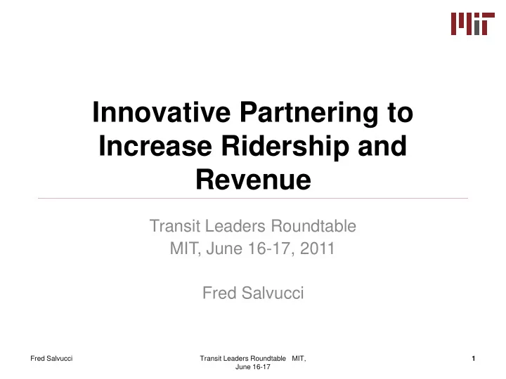 innovative partnering to