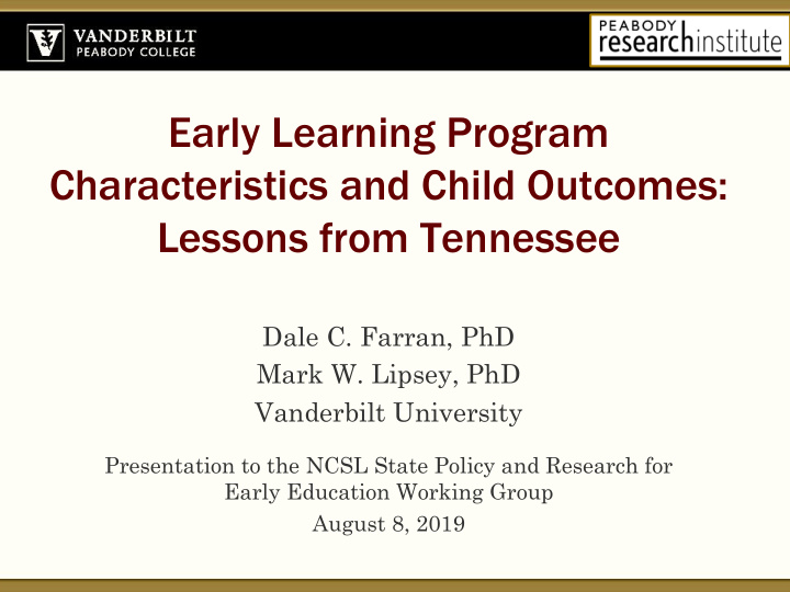 early learning program characteristics and child outcomes
