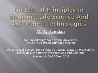 M. A. Hamdan  Senior Advisor/ Arab Open University  TWAS Vice President/ Arab Region  Presented at