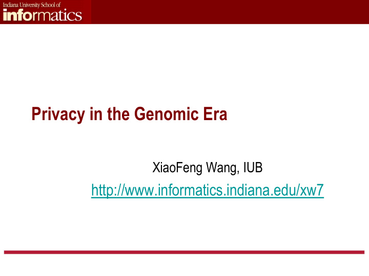 privacy in the genomic era