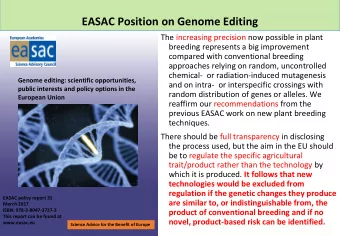 EASAC Position on Genome Editing  The increasing precision now possible in plant  breeding