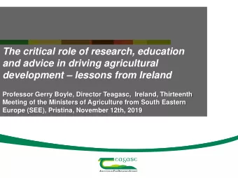 The critical role of research, education  and advice in driving agricultural development