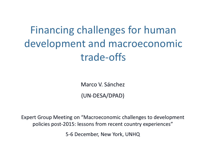 financing challenges for human development and