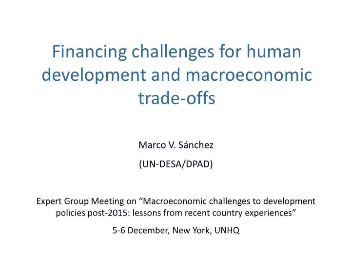 financing challenges for human development and