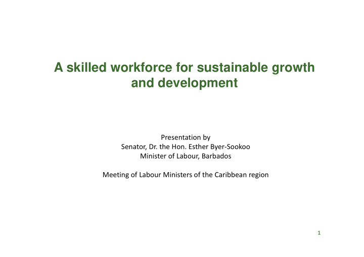 a skilled workforce for sustainable growth and development