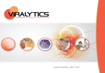 Investor Presentation April 3, 2013  Disclaimer  This presentation contains forward-looking