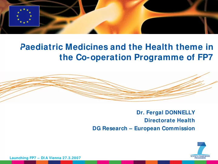 paediatric medicines and the health theme in the co