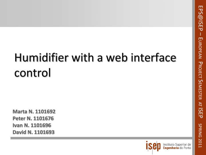 humidifier with a web interface control