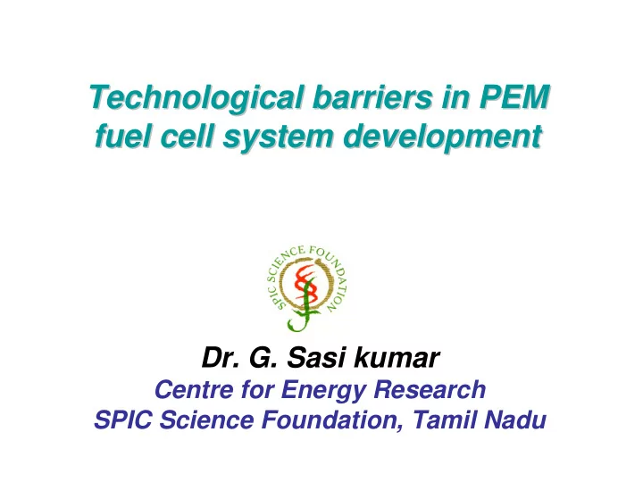 technological barriers in pem technological barriers in