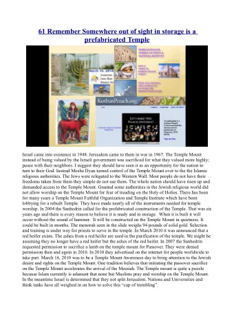 61 Remember Somewhere out of sight in storage is a  prefabricated  Temple  Israel came into