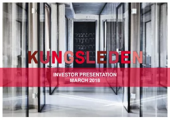 INVESTOR PRESENTATION  MARCH 2018  DISCLAIMER This presentation material (the Material) has