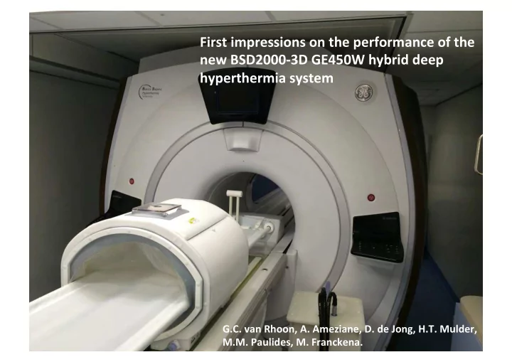 first impressions on the performance of the new bsd2000
