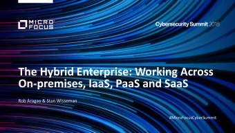 On-premises, IaaS, PaaS and SaaS  Rob Aragao &amp; Stan Wisseman  #MicroFocusCyberSummit  Primary