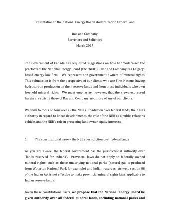 Presentation  to  the  National  Energy  Board  Modernization  Expert