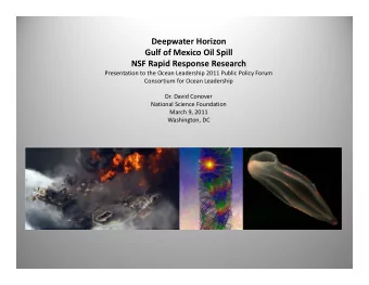 Deepwater Horizon Gulf of Mexico Oil Spill NSF Rapid Response Research Presentation to the Ocean