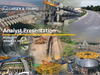 Analyst Presentation  Q2/H1 FY20  October 23, 2019  1  1  Disclaimer  This  presentation  contains