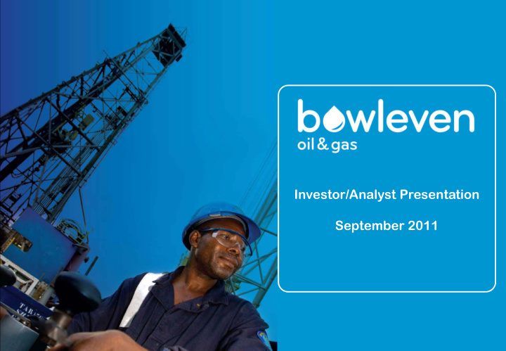 investor analyst presentation september 2011 disclaimer
