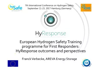 European Hydrogen Safety Training  programme for First Responders:  HyResponse outcomes and
