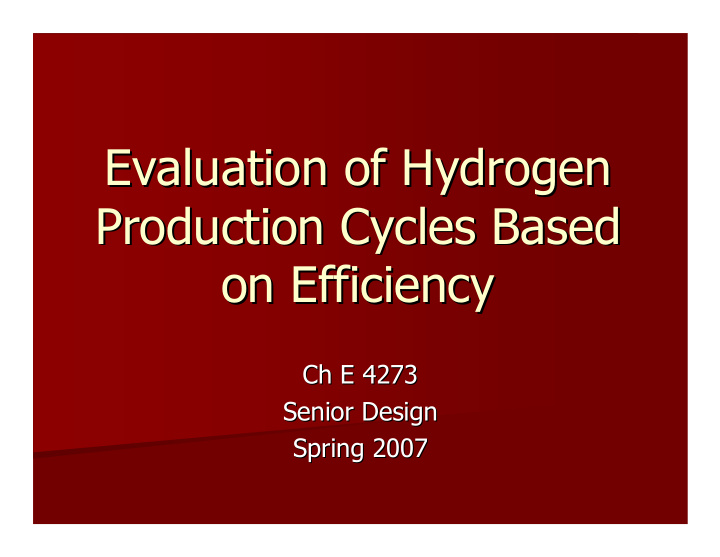 evaluation of hydrogen evaluation of hydrogen production