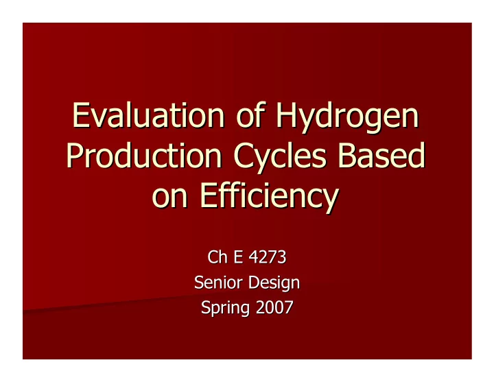 evaluation of hydrogen evaluation of hydrogen production