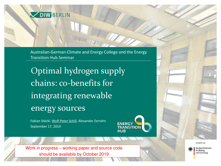 optimal hydrogen supply chains co benefits for