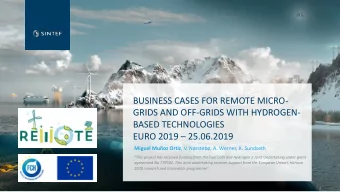 BUSINESS CASES FOR REMOTE MICRO-  GRIDS AND OFF-GRIDS WITH HYDROGEN-  BASED TECHNOLOGIES  EURO 2019