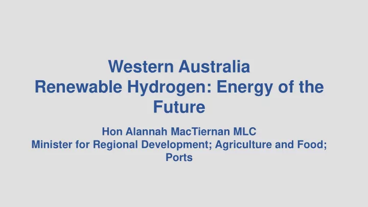 renewable hydrogen energy of the