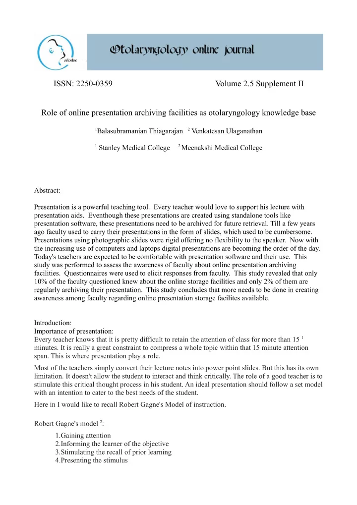 issn 2250 0359 volume 2 5 supplement ii role of online