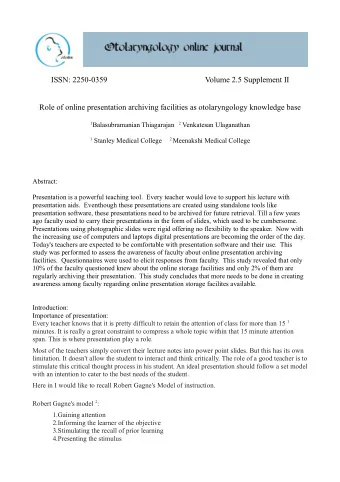ISSN: 2250-0359                                                 Volume 2.5 Supplement II  Role of