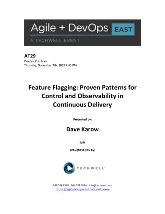 Feature  Flagging:  Proven  Patterns  for    Control  and  Observability