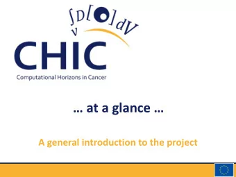 at a glance   A general introduction to the project  Facts and figures Acronym:  CHIC Full