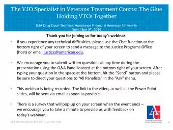 The VJO Specialist in Veterans Treatment Courts: The Glue  Holding VTCs Together  BJA Drug Court