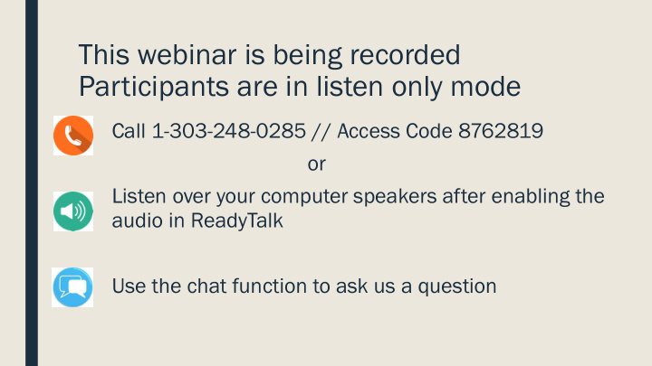 this webinar is being recorded participants are in listen