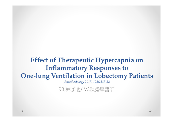 effect of therapeutic hypercapnia on effect of